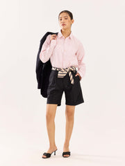 Peach & White Striped Poplin Shirt